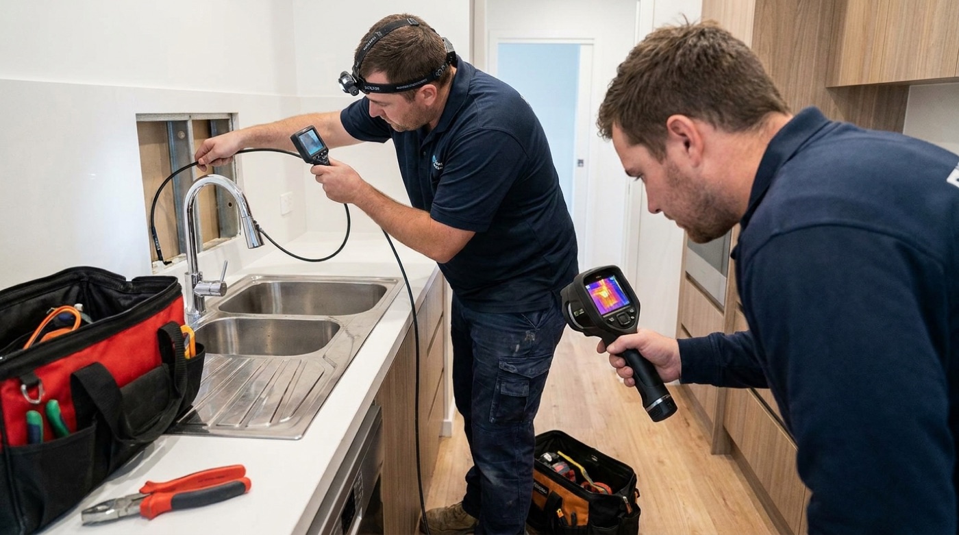 Unser Team im Einsatz – Leckortung mit Rohrkamera und Wärmebildkamera