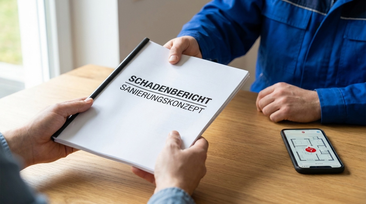 Übergabe von Schadenbericht und Sanierungskonzept an den Kunden